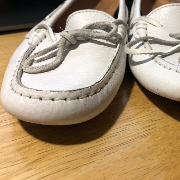 Womens L'Artigiano Sorrentino White Leather Flat Driving Shoes 38D US/8D * - Picture 9 of 10